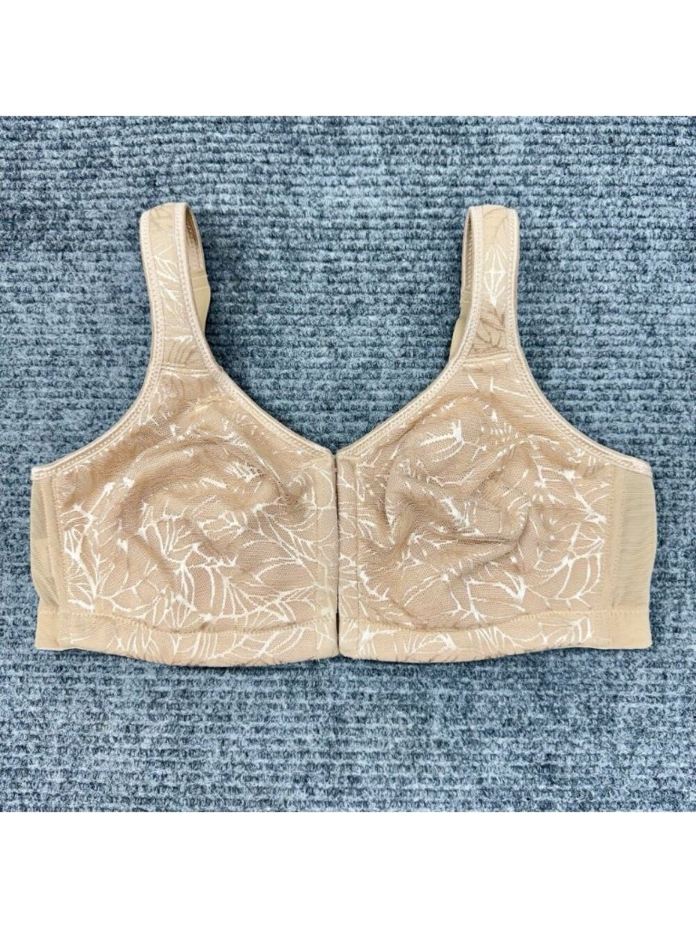 Lands End Bra 38B Front Closure Wireless Tan Beige Supportive Comfort Strap EUC